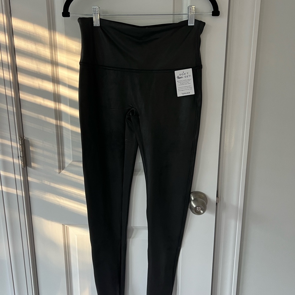 SPANX Black Faux Leather Leggings